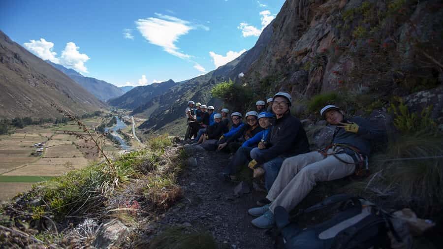 From Cusco: Via Ferrata & Zip Line with lunch - Climbing the Via Ferrata in Pachar: iron rungs and the real technique