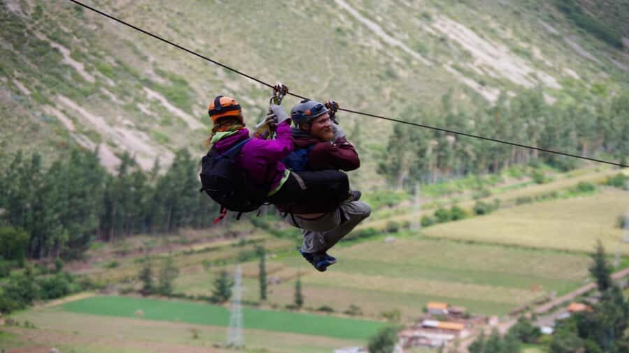From Cusco: Via Ferrata & Zip Line with lunch - Suspension bridge transfer and the “highest point” lunch moment